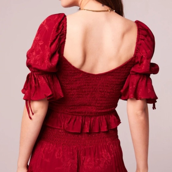 Band of the free nwt LEA RHUBARB SMOCKED CROP TOP - Picture 2 of 10